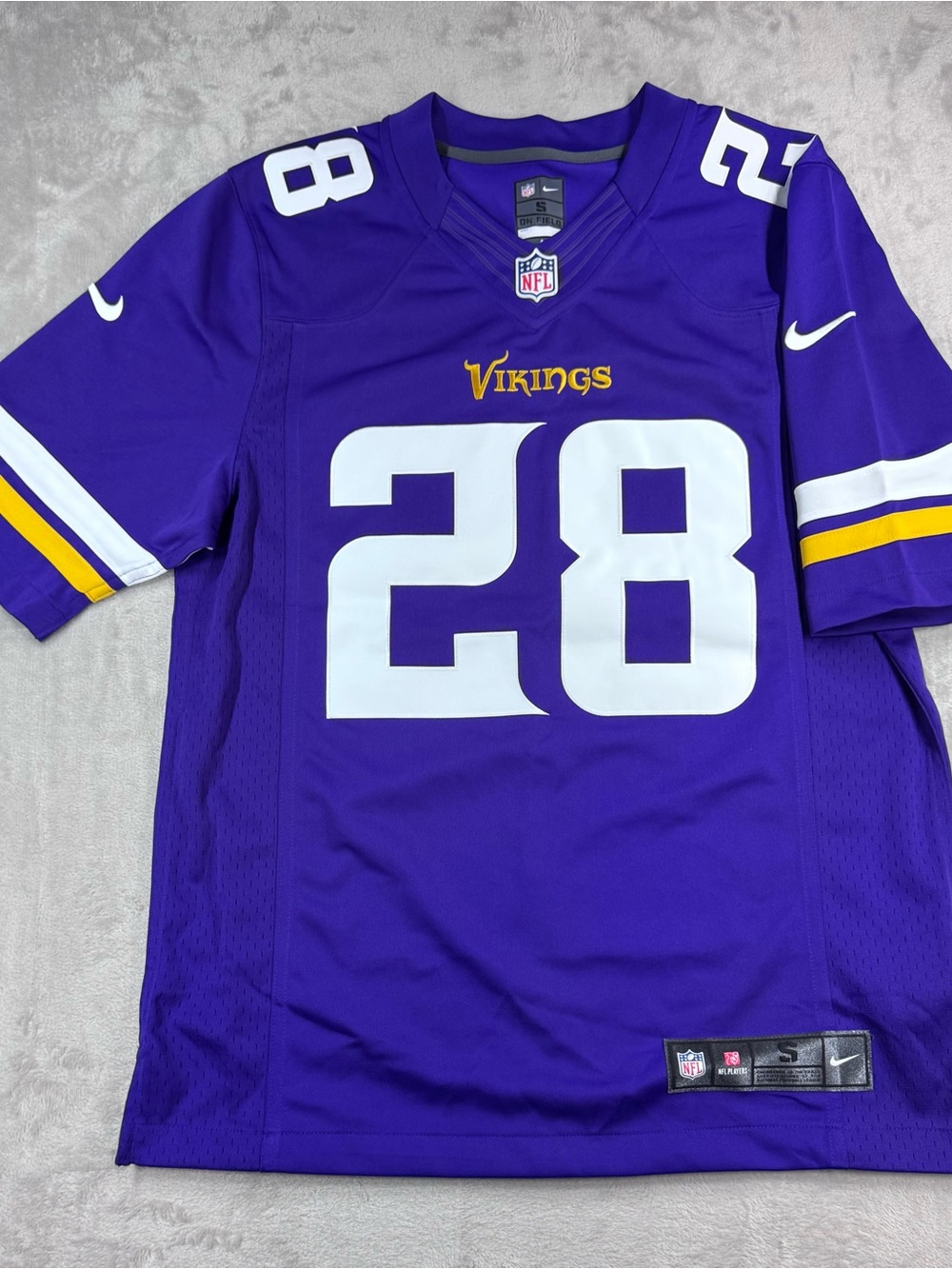 Nike Purple Minnesota Vikings #28 Men's NFL Jersey with White Numbers